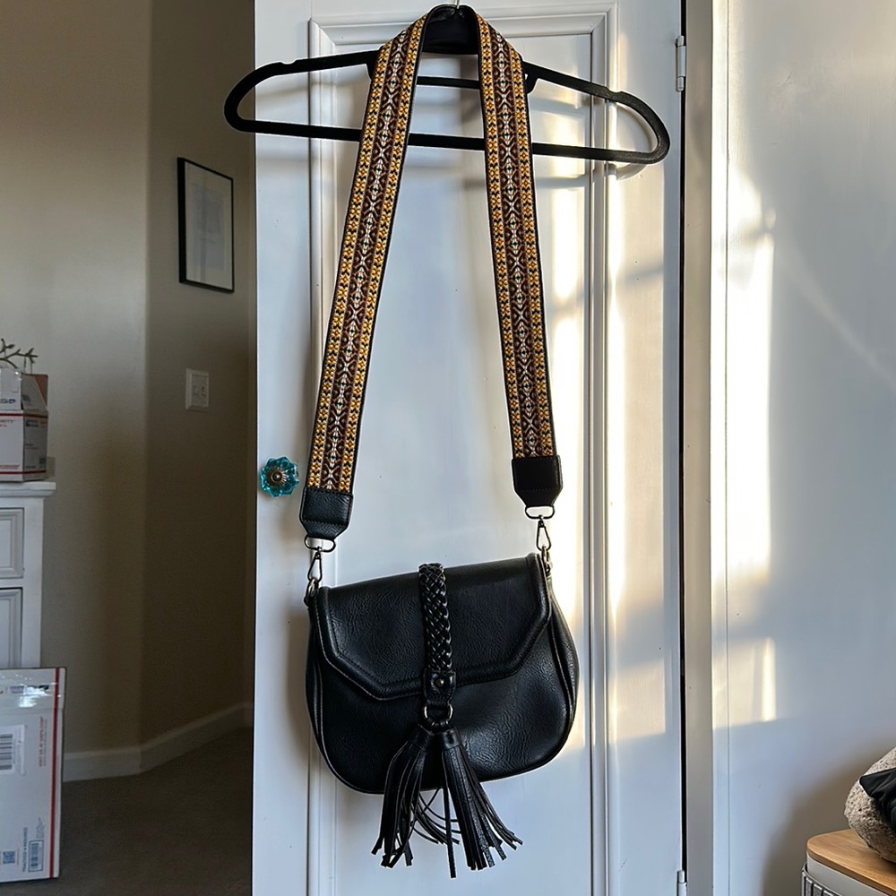 Black Antik Kraft vegan leather crossbody.
